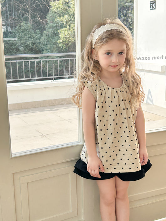 Blusa Niña Lunares Cuello Redondo Suelta Plisada Sin Mangas Verano - Image 10