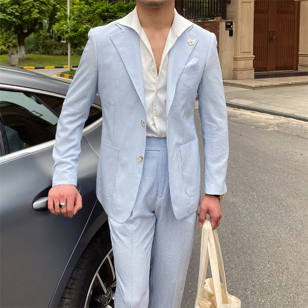 Traje Seersucker a Rayas Azules para Hombre - Image 6