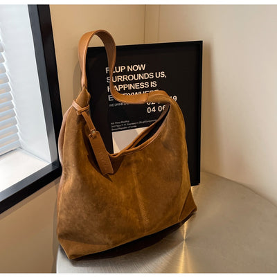 Bolso de Hombro de Ante Vintage con Costuras para Mujer - Image 17