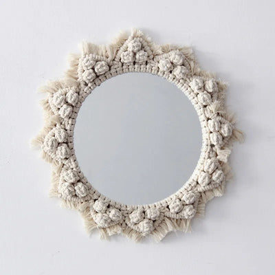 Espejo Decorativo Escandinavo Girasol - Tapiz Hecho a Mano con Anillo de Cosmético - Image 16