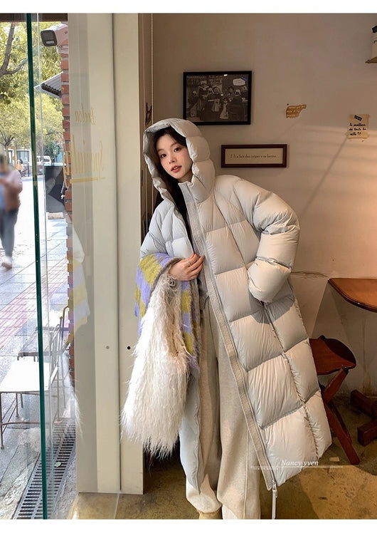 Abrigo Puffer Acolchado Suelto Estilo Coreano Largo a la Rodilla para Mujer - Image 12