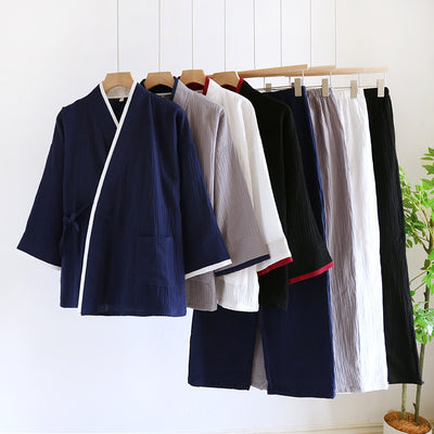 Pijama Kimono Hanfu de Algodón Puro para Hombre - Image 11