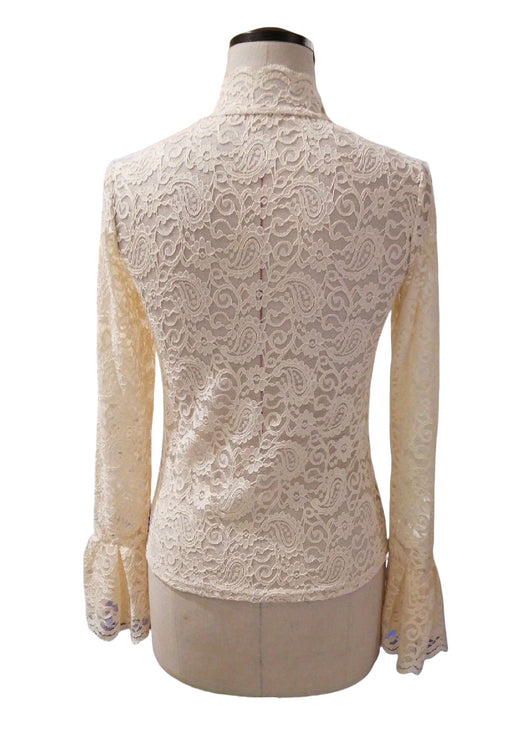 Blusa Ajustada de Encaje Paisley con Mangas Acampanadas Reductora - Image 31