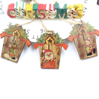 Adorno Navideño de Madera - Casa Creativa con Reno y Papá Noel - Image 4