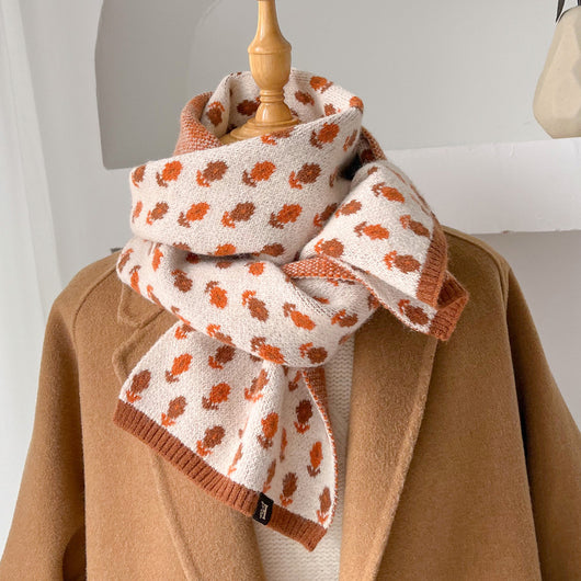 Bufanda de Lana Estampada Cálida Versátil para Mujer - Image 9