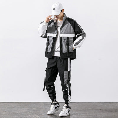 Conjunto Deportivo Juvenil de Dos Piezas con Chaqueta y Pantalón Multi-Bolsillos