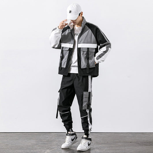 Conjunto Deportivo Juvenil de Dos Piezas con Chaqueta y Pantalón Multi-Bolsillos