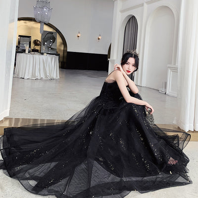 Vestido de Noche Negro Elegante de Diseño Exclusivo - Image 3