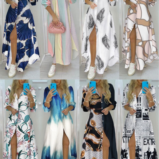 Vestido Elegante con Estampado de Moda y Mangas Largas - Image 3