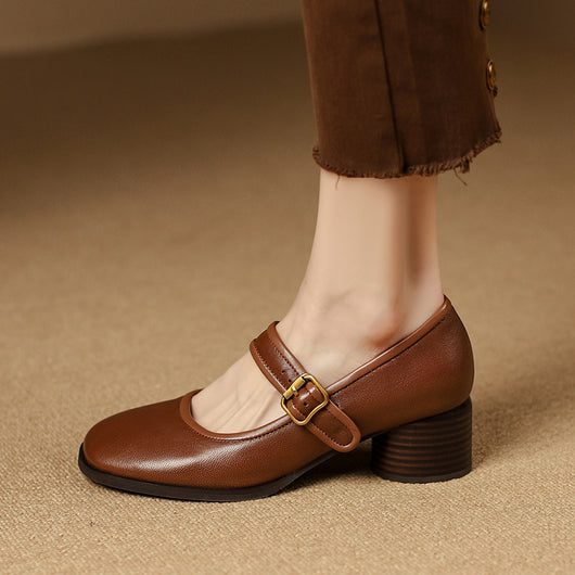 Zapatos de Tacón Grueso con Punta Redonda para Mujer - Image 3