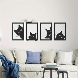 Decoración de Pared en Metal con Diseño de Gato Negro