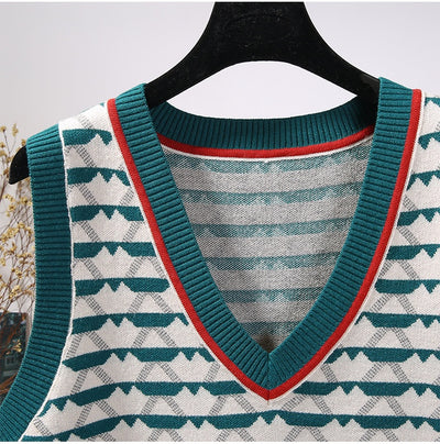 Chaleco Tejido Jacquard con Contraste Retro para Mujer - Image 7