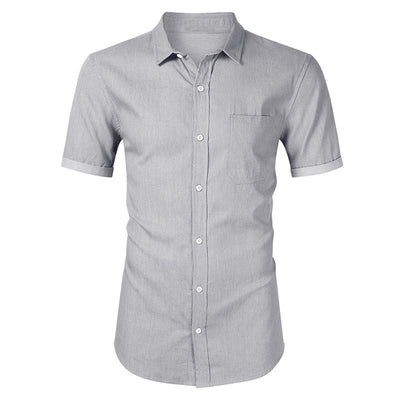 Camisa Denim Casual de Manga Corta sin Planchado para Hombre - Image 12