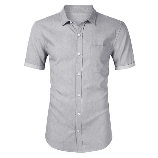 Camisa Denim Casual de Manga Corta sin Planchado para Hombre - Image 12