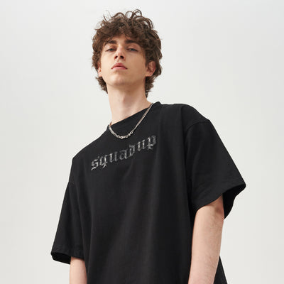 Camiseta Manga Corta de Cuero con Parches y Costuras Anchas para Hombre - Image 5