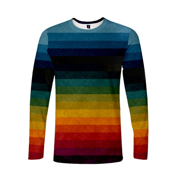 Playera Manga Larga Hombre Impresión 3D Tendencia Digital