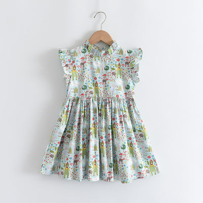 Vestido Infantil Estampado Patchwork Manga Corta - Image 3