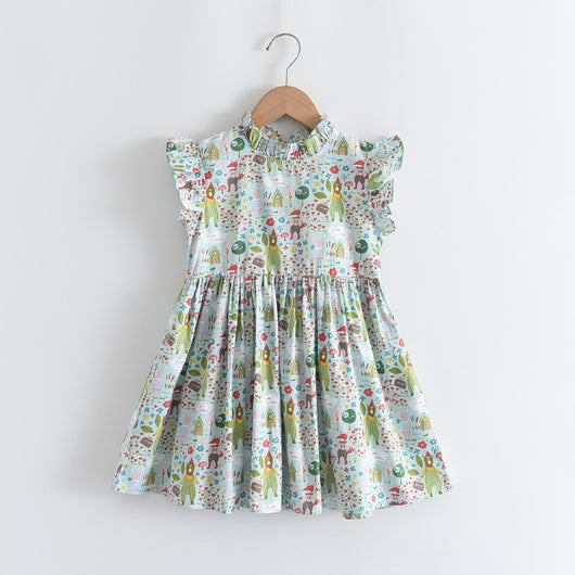 Vestido Infantil Estampado Patchwork Manga Corta - Image 3