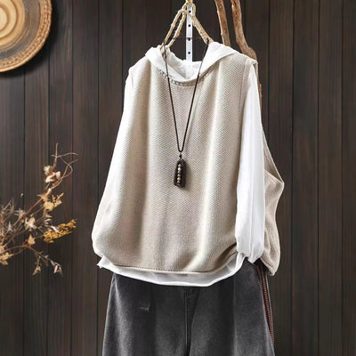 Chaleco Tejido de Algodón con Cuello Redondo Estilo Retro - Image 3