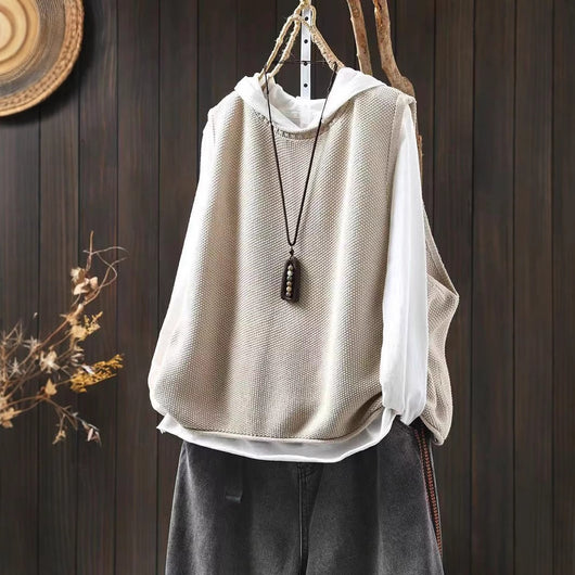Chaleco Tejido de Algodón con Cuello Redondo Estilo Retro - Image 3