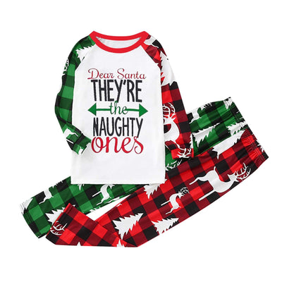 Matching family Christmas pajamas with red and green plaid, deer, and Christmas tree patterns, featuring "FAMILY Christmas 2024" text. - Image 17