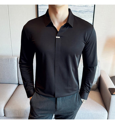 Camisa Manga Larga Cuello V sin Planchado - Image 20