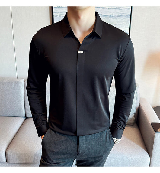 Camisa Manga Larga Cuello V sin Planchado - Image 20