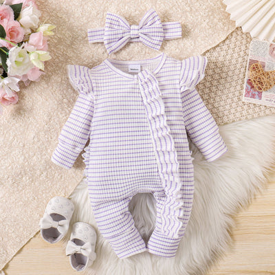 Traje Infantil a Rayas con Volantes y Manga Larga - Image 6
