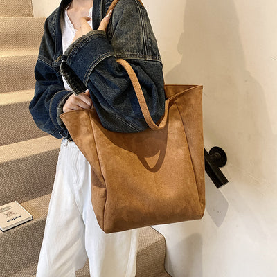 Bolso Retro de Cuero Mate con Capacidad Extra - Bolsa Tote Bandolera Versátil - Image 4