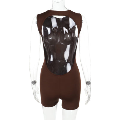 Jumpsuit Deportivo Espalda Descubierta Ajustado en Colores Sólidos - Image 63