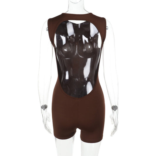 Jumpsuit Deportivo Espalda Descubierta Ajustado en Colores Sólidos - Image 63