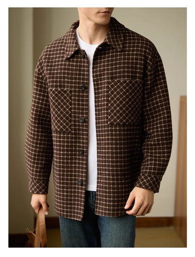 Abrigo Casual Hombre Cuadrícula Doble Faz Lana Premium - Image 10