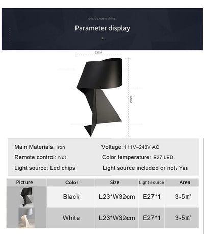 Lámpara Origami Blanco y Negro - Diseño Minimalista de Estudio - Image 12