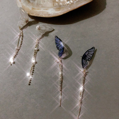 Aretes Mariposa 3D con Diamantes y Borlas Brillantes - Image 4