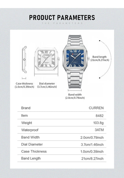 Reloj de Cuarzo Impermeable para Hombre con Números Romanos y Correa de Acero Inoxidable - Image 7