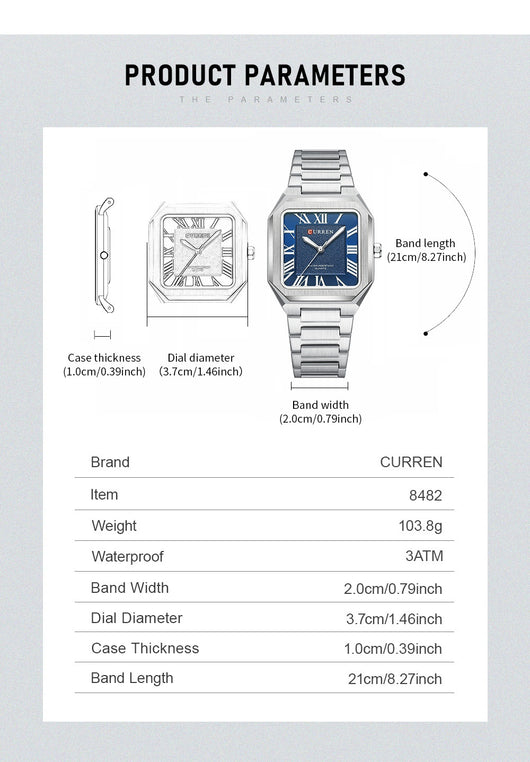 Reloj de Cuarzo Impermeable para Hombre con Números Romanos y Correa de Acero Inoxidable - Image 7