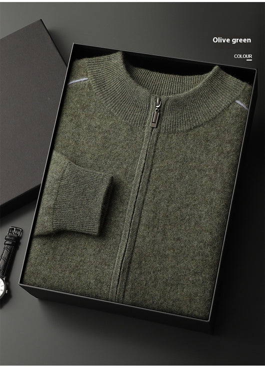 Suéter de Cachemira para Hombre Grueso Cuello Alto Cremallera - Image 20
