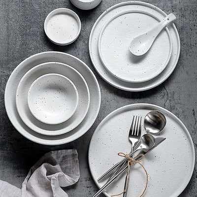 Juego de Vajilla de Porcelana: Platos y Cucharas para Comedor