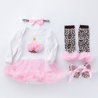 Conjunto de 4 Piezas Romper Princesa Rosa para Bebé Recién Nacido - Image 10