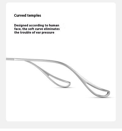 Silver rimless reading glasses with clear lenses held by a hand, featuring decorative temples and smart zoom technology. - Image 11