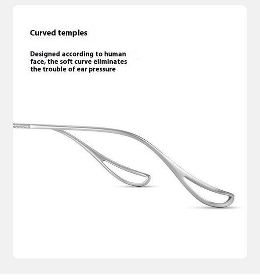 Silver rimless reading glasses with clear lenses held by a hand, featuring decorative temples and smart zoom technology. - Image 11