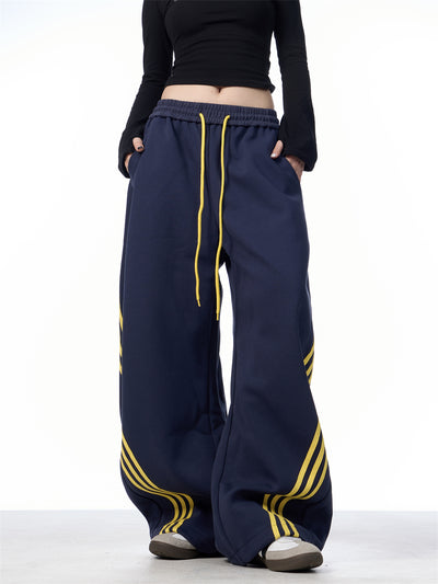 Pantalones Casuales Anchos a Rayas con Cordones - Image 25