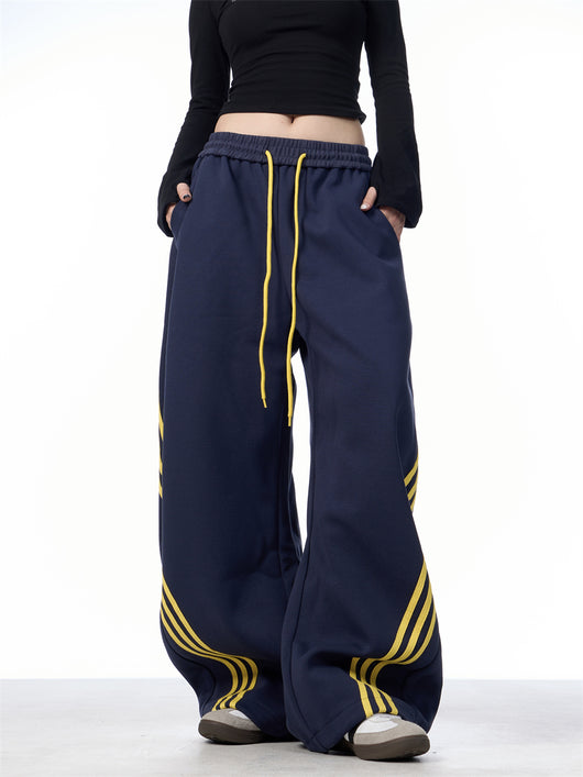 Pantalones Casuales Anchos a Rayas con Cordones - Image 25