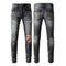 Men's Washed Gray Slim Fit Jeans with Elastic Waist