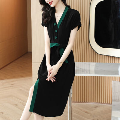 Vestido Camisero de Satén Premium Talla Grande Temperament - Image 9