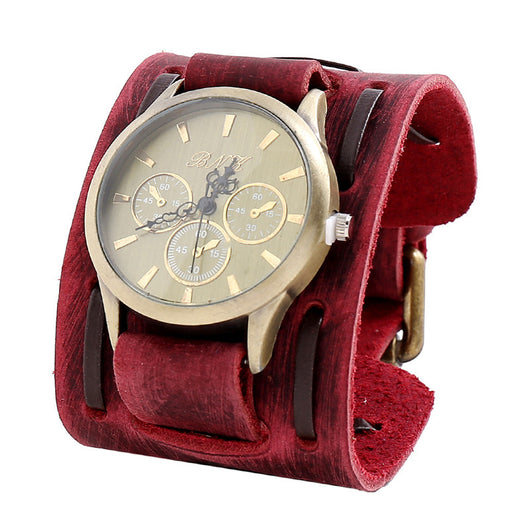 Reloj de Pulsera Vintage en Cuero Ancho para Hombre - Image 7