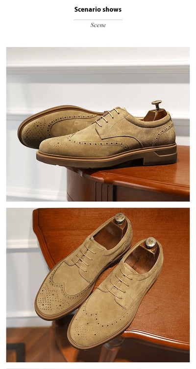 Zapatos de Cuero Ante Grabado Vintage Transpirables para Hombre - Image 17