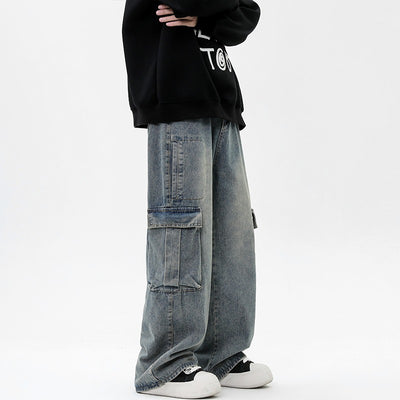Pantalones Rectos Anchos Estilo Retro para Hombre - Image 8