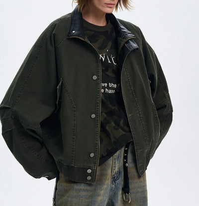 Chaqueta de Cuero Estilo Barn Americana con Bloque de Colores - Image 14