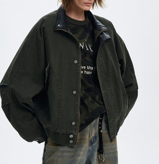 Chaqueta de Cuero Estilo Barn Americana con Bloque de Colores - Image 14